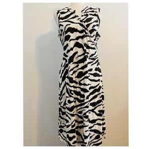 Zebra Print Surplice Wrap Midi Dress